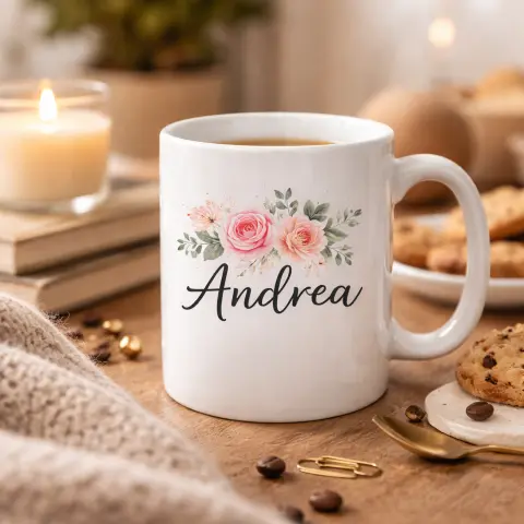 Taza blanca de cerámica personalizada